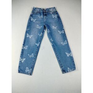 Blue Savvy Jeans Women's 3/26 Blue Butterfly All Over Print Classiccore Normcore